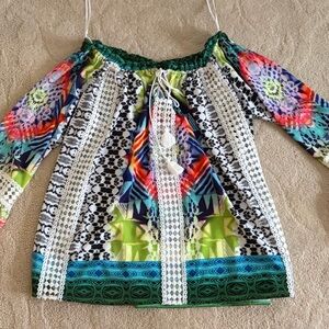 Colorful Off-Shoulder Boho Top